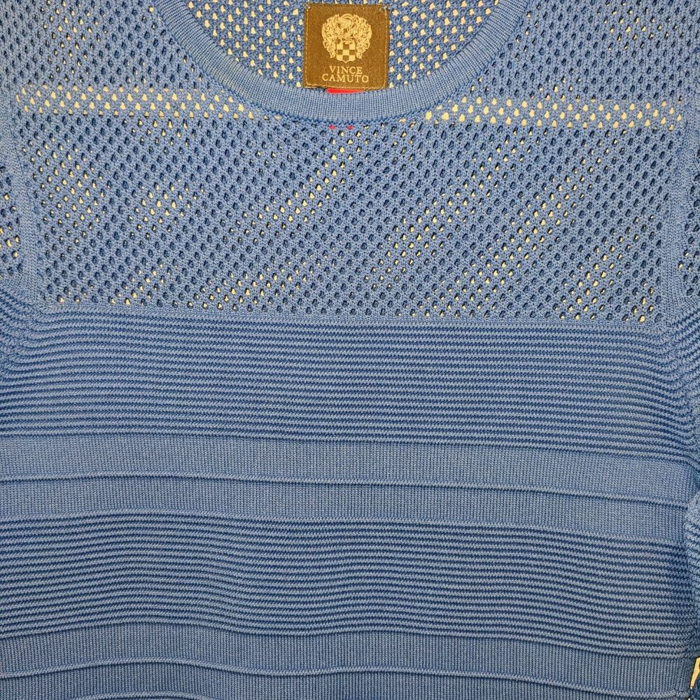 NWOT Vince Camuto Dress Blue Casual Knit Flare Women's Small Stretchy Spring - Picture 7 of 9
